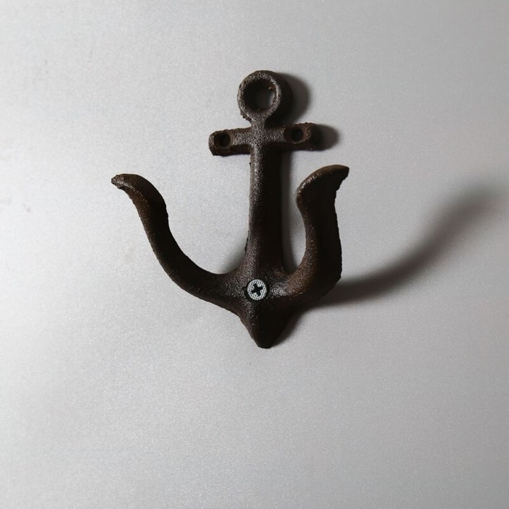 Cuiere vintage din fonta, model ancora, maro, 10.8x8.9x5.1cm
