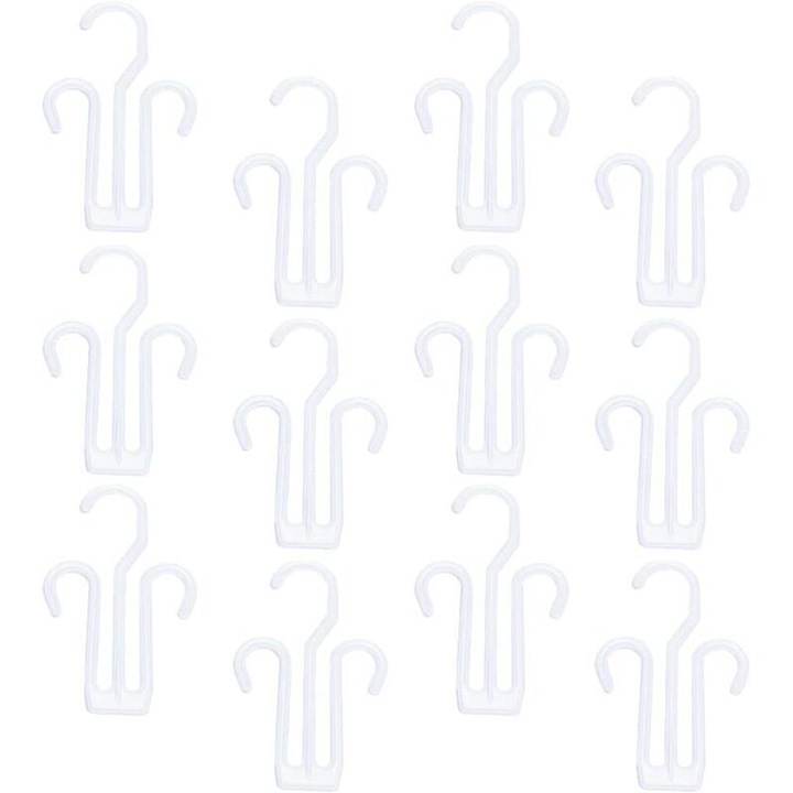 Set 12 carlige albe pentru incaltaminte, agatare, 12x5cm