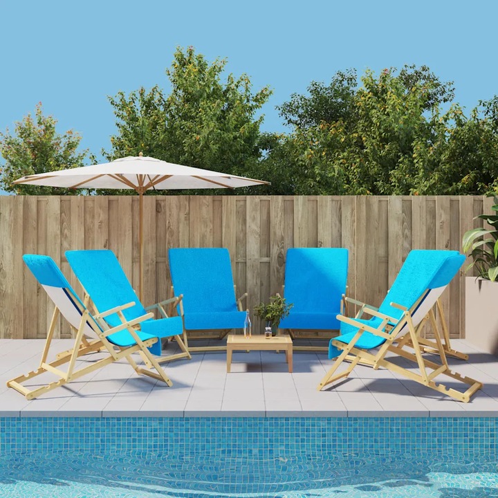 Комплект 6 плажни кърпи VidaXL тюркоаз 60x135см 400гр/м²