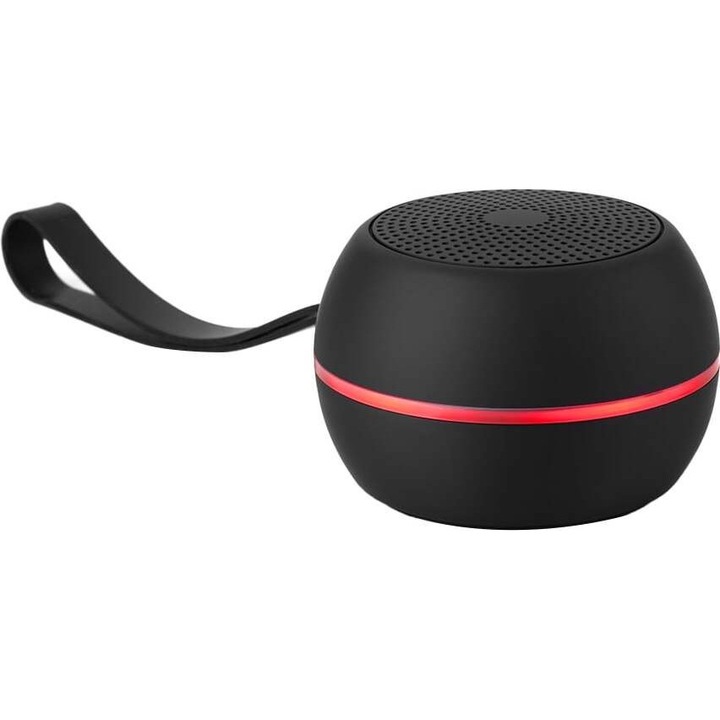 Boxa portabila Sonique Mini TWS Active Beat LED, negru, 7x4.8cm