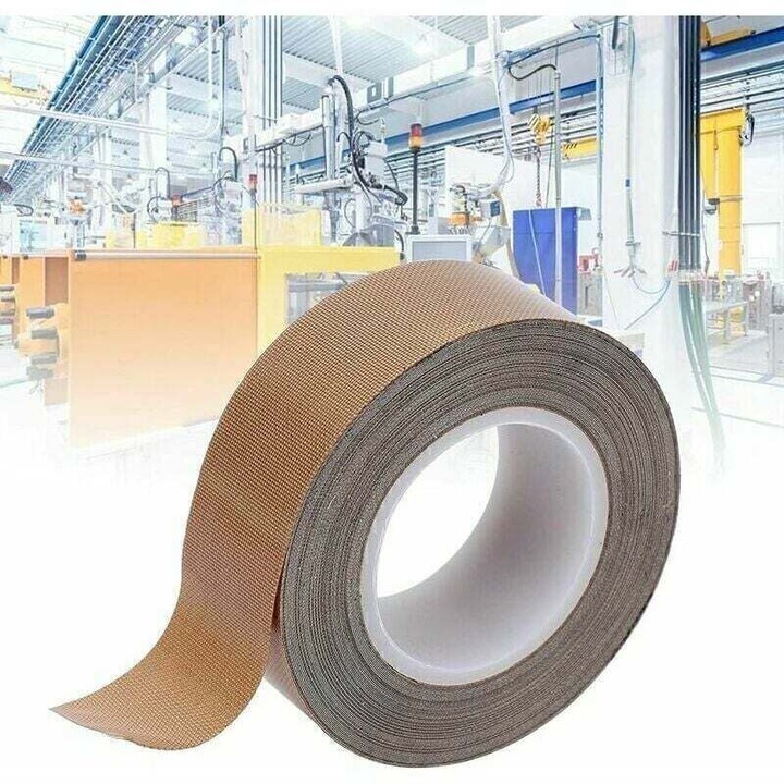 Banda adeziva din teflon PTFE pentru temperaturi inalte, pentru izolatie in vid (0, 25 mm x 19 mm x 10 m)
