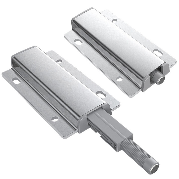 Amortizor magnetic de deschidere a sertarelor cu actionare prin apasare si tragere, format din 2 piese, pentru sistemul de inchidere a dulapului - aluminiu