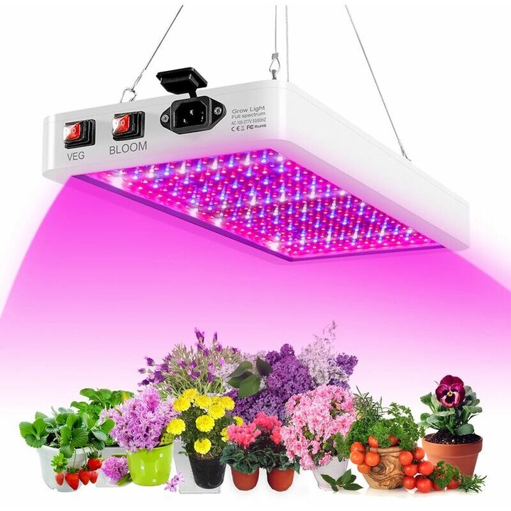 2000W LED növekedési lámpa beltéri növényekhez, 312 teljes spektrumú LED, zöldségekhez és virágokhoz, dupla kapcsoló, IP65 vízálló, függő lámpák növények növekedéséhez, palántákhoz, virágokhoz és üvegházakhoz
