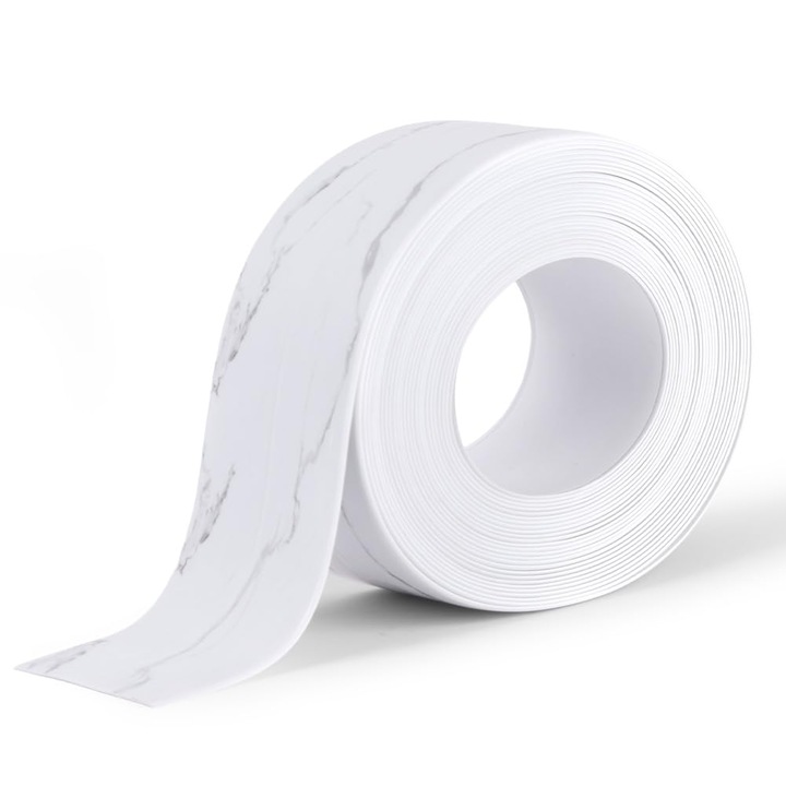 Banda de etansare pentru baie, banda hidroizolatoare autoadeziva de 5 m * 38 mm, banda de etansare autoadeziva din PVC pentru cada, baie, bucatarie, anti-mucegai, etansare