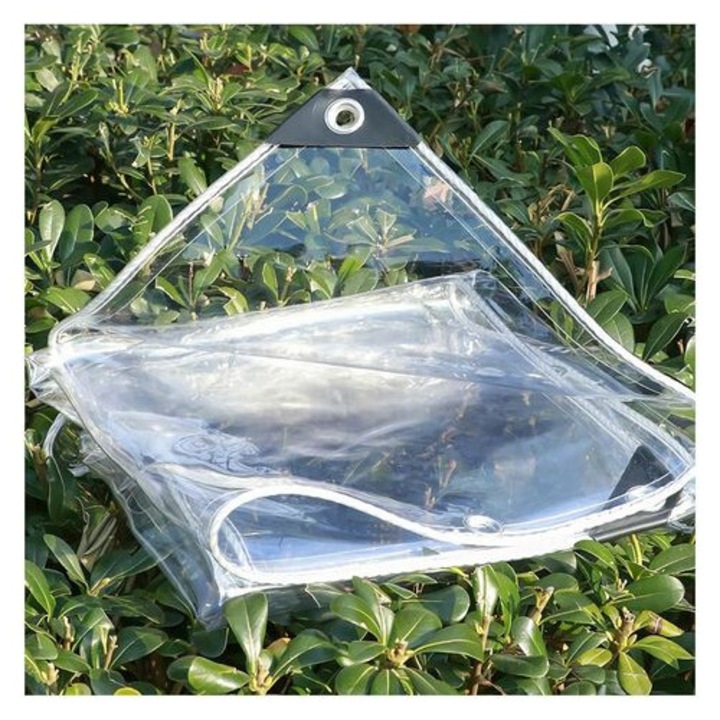 Prelata transparenta, impermeabila, rezistenta la rupere, prelata de protectie anti-praf cu snur (2x2m)