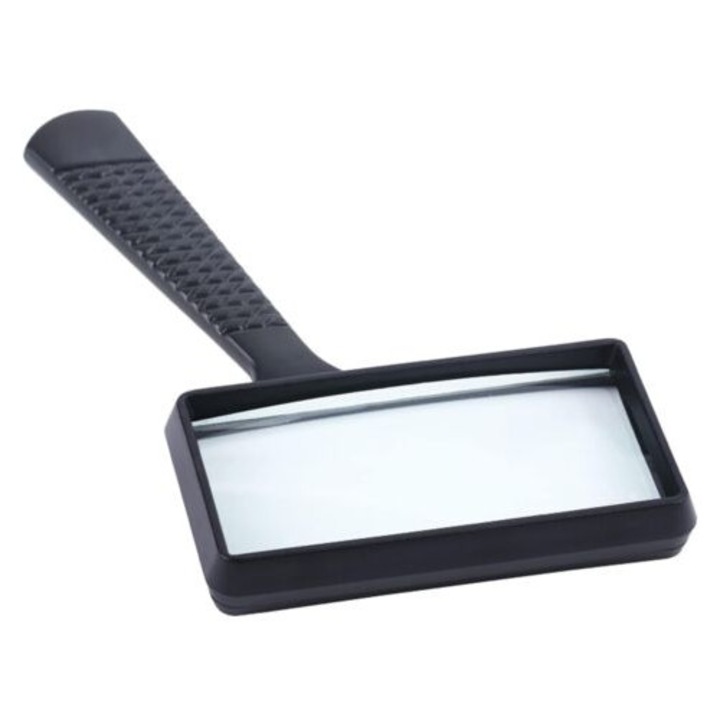 Hordozható téglalap alakú 5X olvasónagyító műanyag fogantyúval, 100x50mm, könyvek, dokumentumok, újságok, brosúrák, apró betűs szövegek olvasásához és ékszerek azonosításához