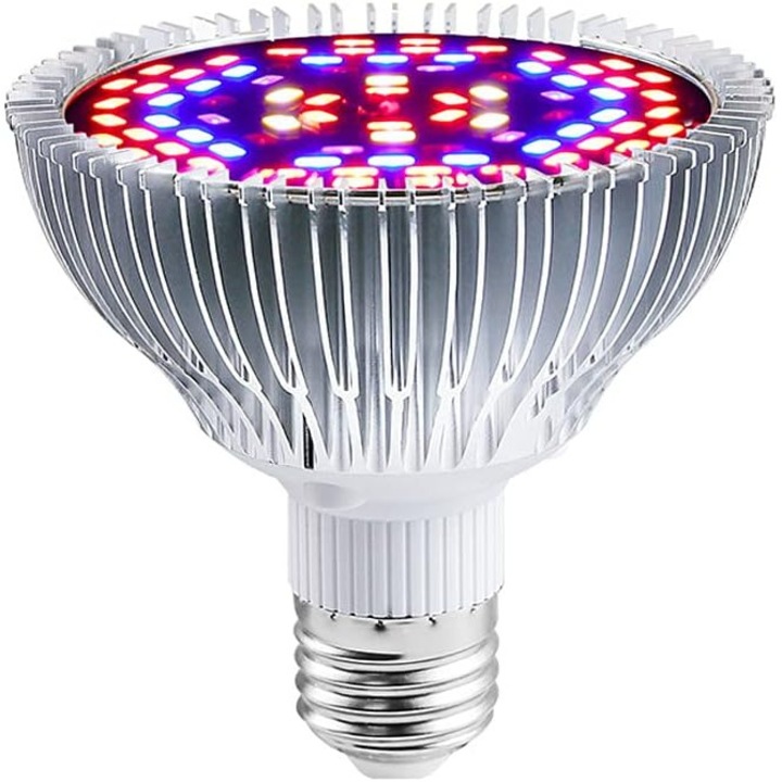 50W teljes spektrumú LED lámpa beltéri növényekhez, zöldségekhez és virágokhoz, E27 LED izzó hidroponikus üvegházakhoz, tartós és nagy hatékonyságú