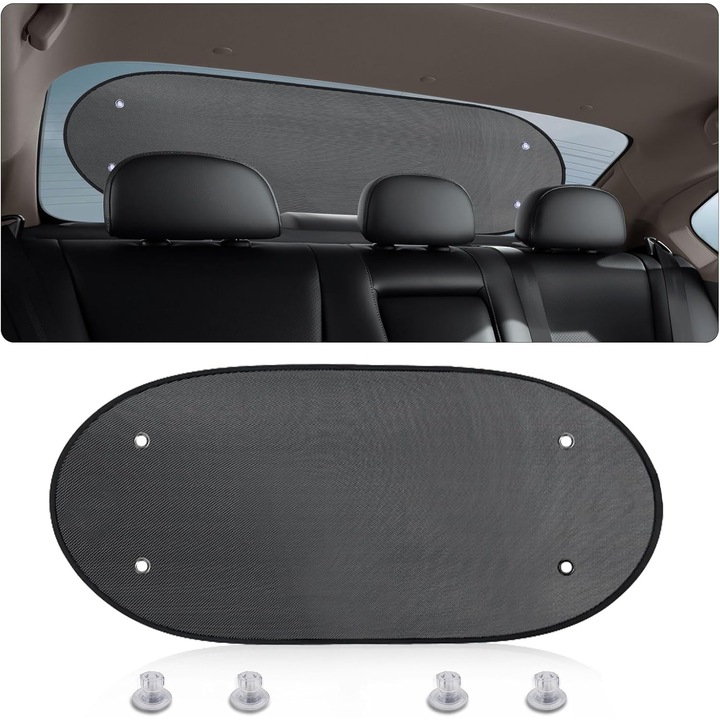 Parasolar auto pentru luneta, pentru bebelusi, luneta pliabila cu ventuze, viziera din plasa, protectie UV, 100 x 50 cm