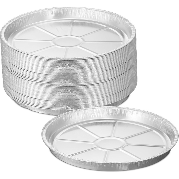 Alumínium kerek sütőformák, 50 db-os csomag, IxA: 2,5x27,5 cm, tortaformák, grill kiegészítők, ezüst