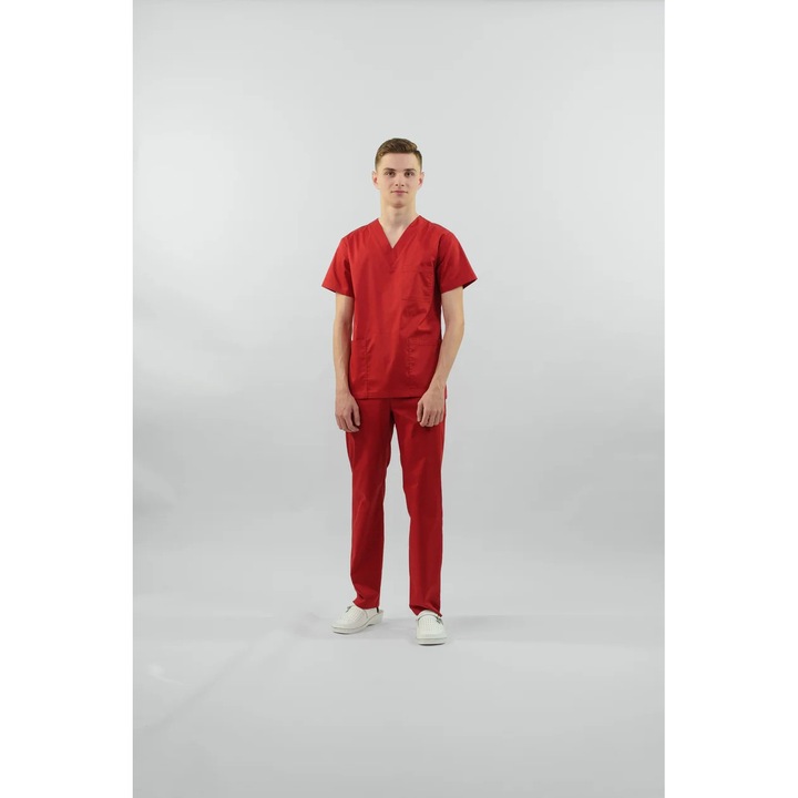 Bluza medicala unisex Clio, guler in V, culoare burgundy, marime 2XL