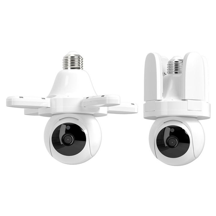 Камера за наблюдение Duueyct 1080P, осветление 1200LM, ротация 355°, двупосочно аудио, E27/E26