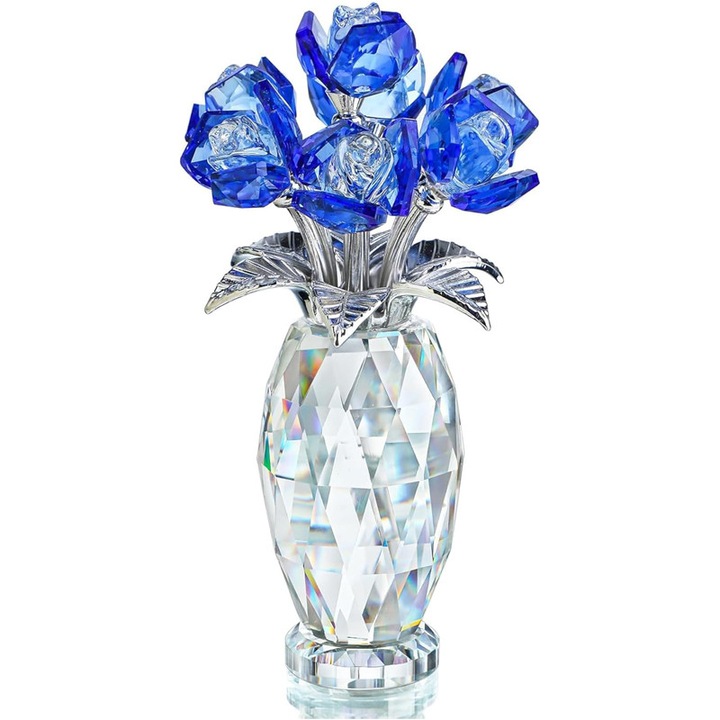 Floare de cristal albastru Rqiurpn, decor sticla