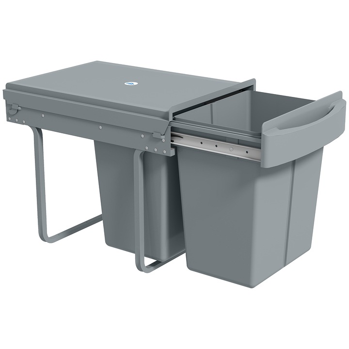Cos gunoi integrat sub chiuveta 40L, 52x33.5x41cm, gri