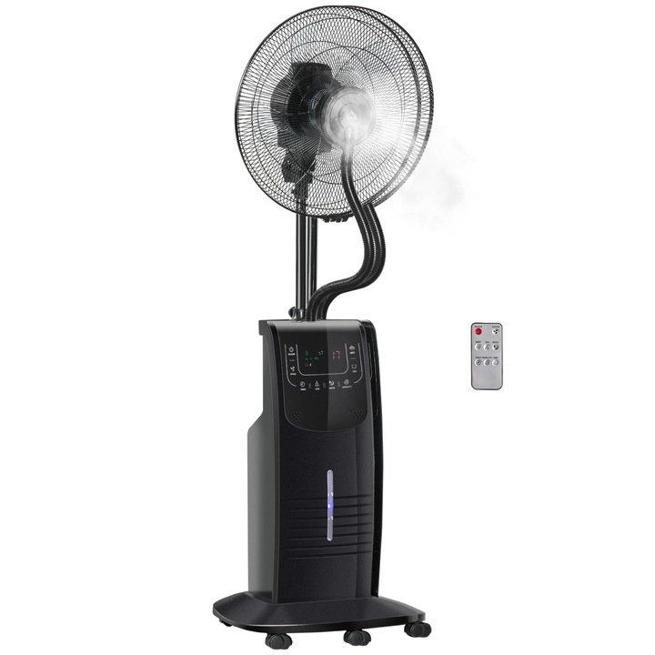 Ventilator cu pulverizare apa multifunctional, 3 moduri, 3 viteze, rezervor 3.1L, telecomanda, oscilant, 135x70cm
