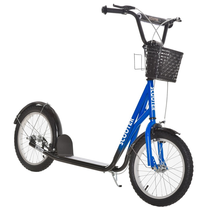 Gyermek roller állítható 90-96cm fék kosár kék-fekete 139x58cm