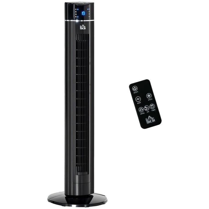 Ventilátor torony 2 az 1-ben ionizátorral, fekete, 32x106.8cm