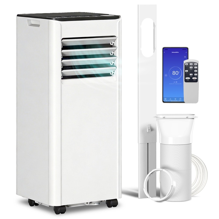 Aparat aer conditionat portabil 7000 BTU, 4 functii, alb, compact