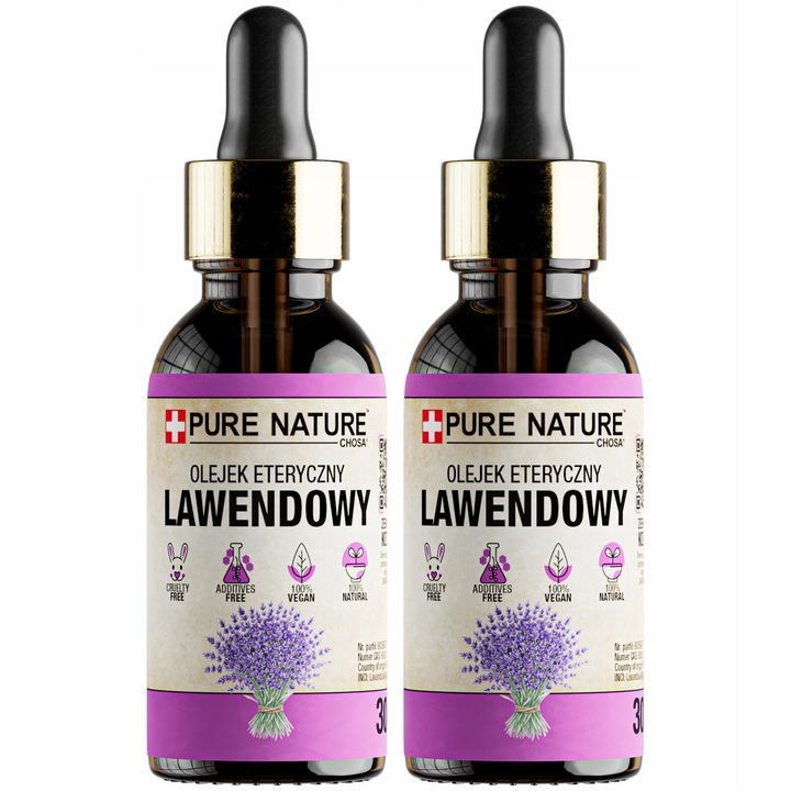 Levendula Illóolaj Szett, Chosa, Pure Nature, 2 x 30 ml, 100% Tiszta, Természetes, Pipetta, Aromaterápia, Mély Relaxáció