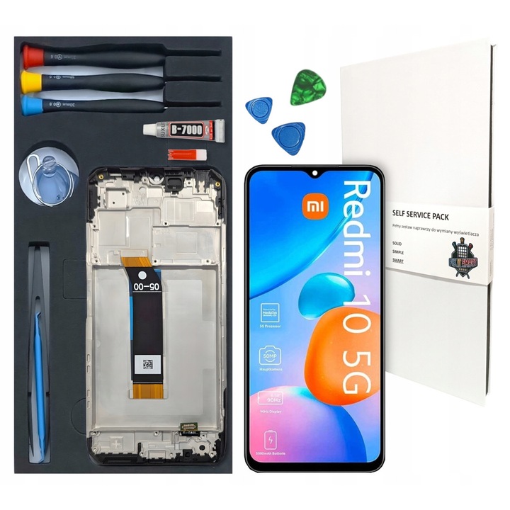 FixItSmart LCD kijelző Xiaomi Redmi 10 5G kerettel és szerszámkészlettel