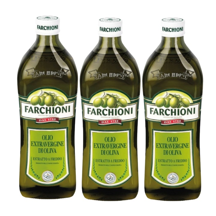 Ulei de masline extravirgin, Farchioni, Olio Extravergine di Oliva, set 6 bucati, 1 l, presat la rece