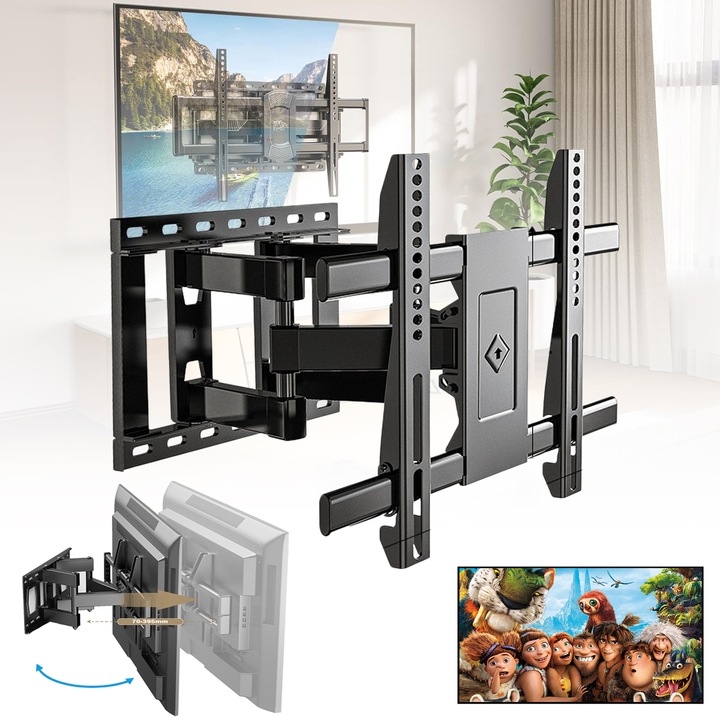 TV tartó, Wacorresi, forgatható, max 50kg, VESA 200x100-600x400mm, fekete