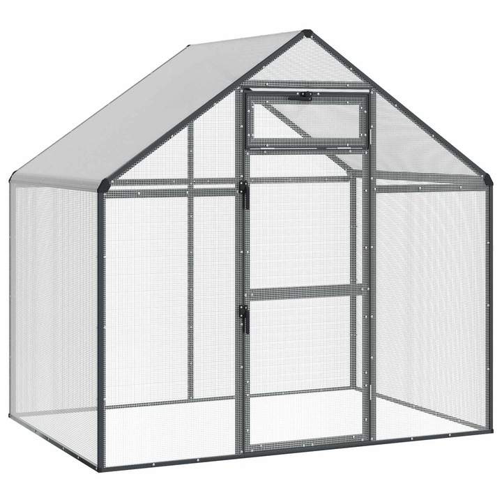 Cusca pentru pasari vidaXL, Antracit 181, 5 x 110, 5 x 173, 5 cm