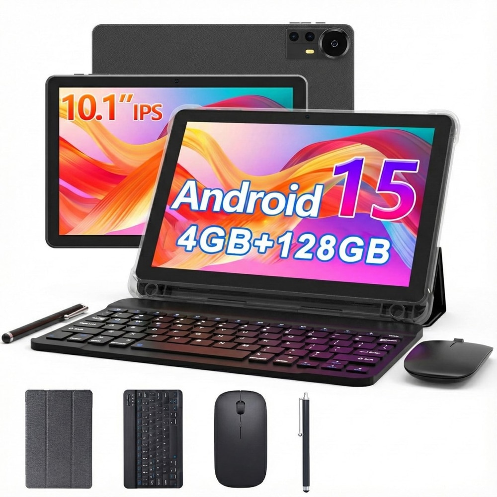 Tableta Extralink CP31, Ecran 10.1", 4GB RAM, 128GB Flash, 2Mpx+8Mpx, Bluetooth, Wi-Fi, Android 15 + Set accesorii Negru
