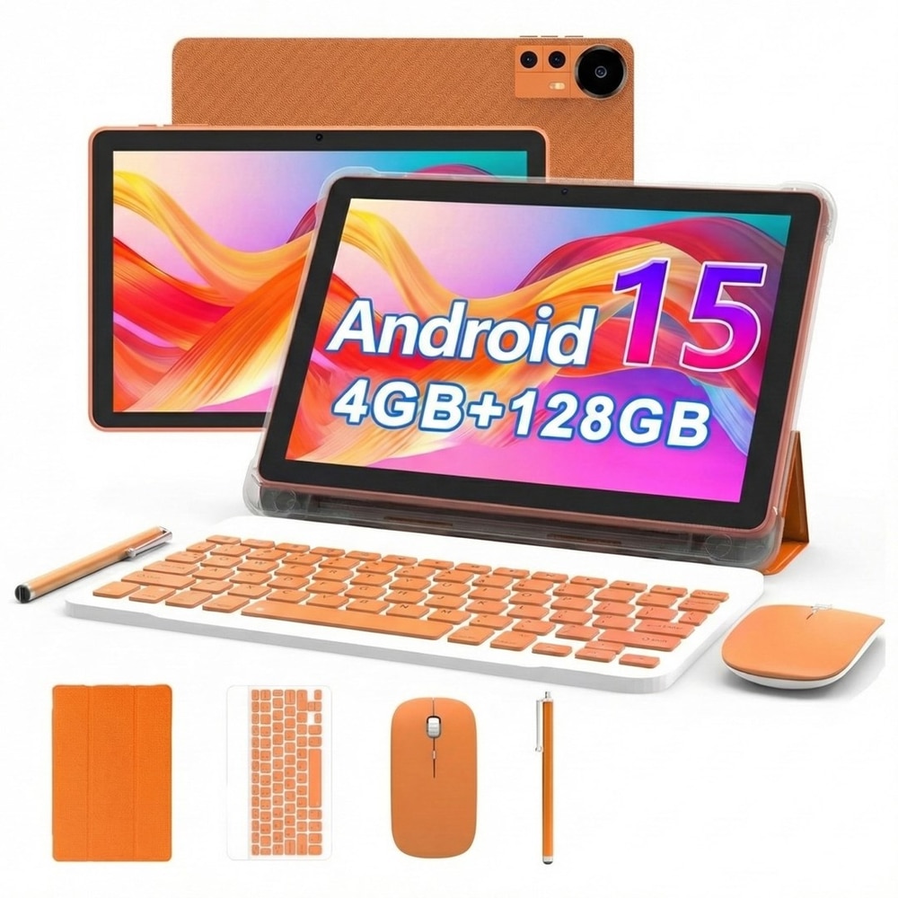 Tableta Extralink CP31, Ecran 10.1", 4GB RAM, 128GB Flash, 2Mpx+8Mpx, Bluetooth, Wi-Fi, Android 15 + Set accesorii Portocaliu