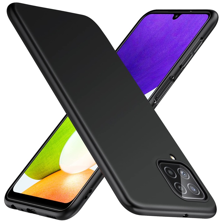 Husa TesRank Compatibila cu Samsung Galaxy A22 4G TPU Neagra Negru