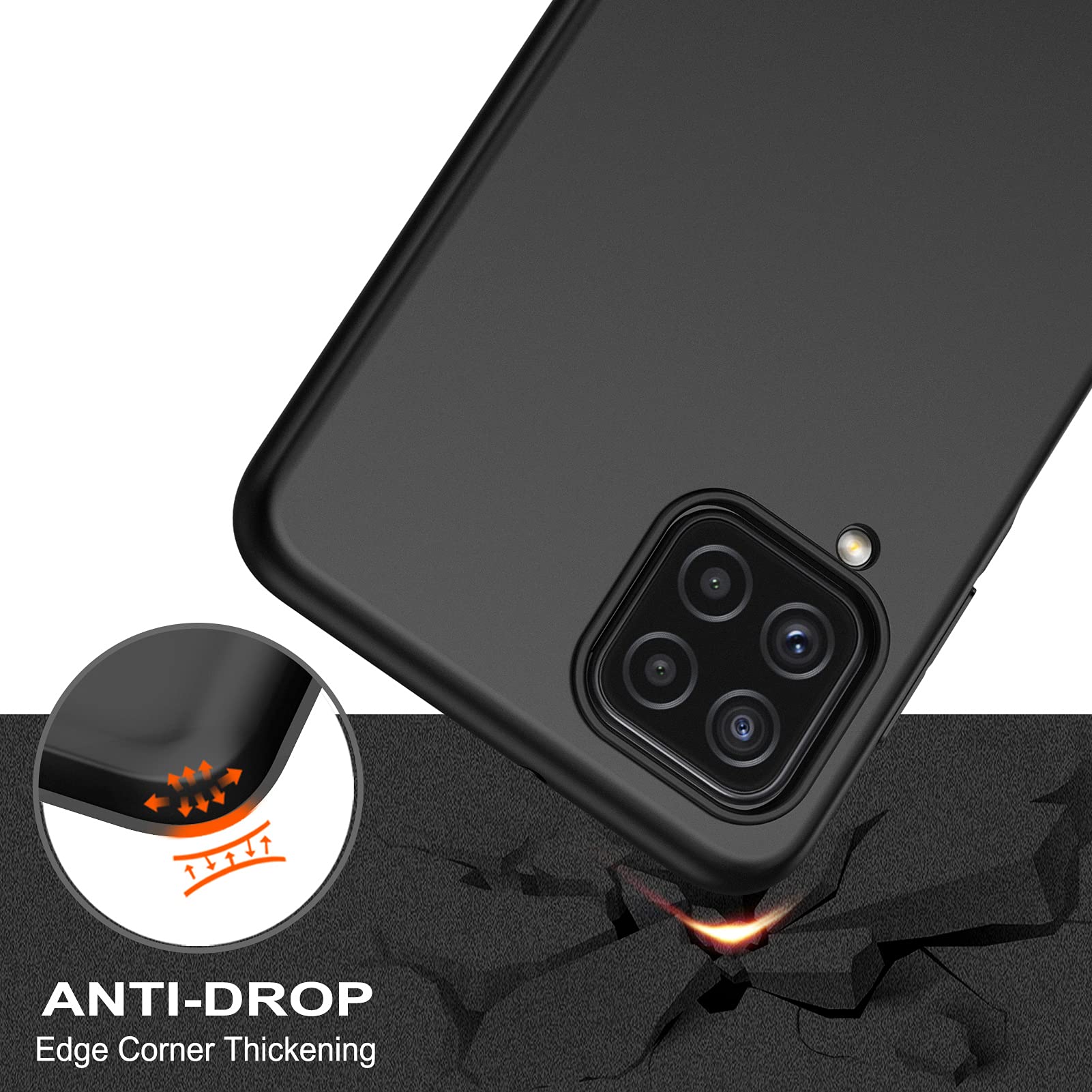 Husa TesRank Compatibila cu Samsung Galaxy A22 4G TPU Neagra Negru