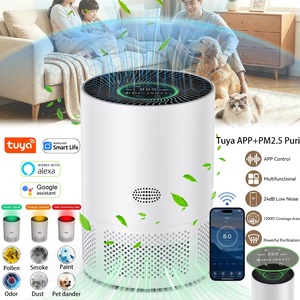 Purificator de aer inteligent Wi-Fi, Fain Mioritic®, ecran tactil, control prin aplicație, suport Alexa și Google, filtru HEPA, purificare și dezinfectare într-un singur aparat, admisie de aer cu circulație la 360°, potrivit pentru praf și par de animale
