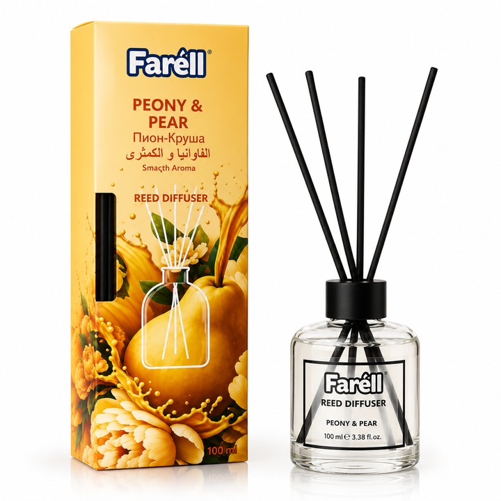 Szobaillatosító pálcikákkal, Farell Peony & Pear, 100 ml
