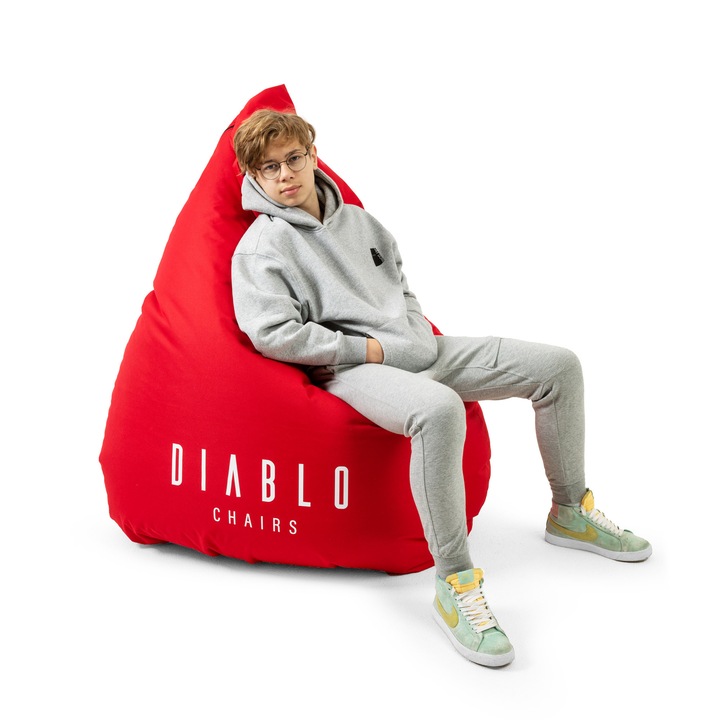 Diablo Chairs XXL babzsákfotel, piros, ergonomikus, vízálló, 100x110x110cm