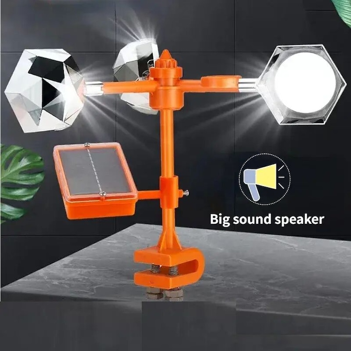 Alungator pasari solar rotativ 360 grade portocaliu plastic