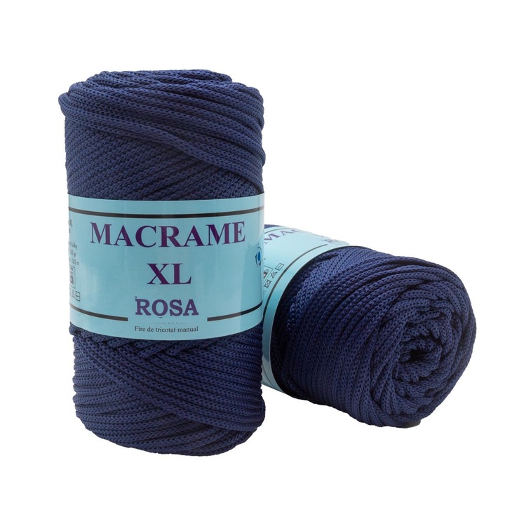 Bobina fir pretricotat Macrame XL Rosa 262, 100% polipropilena, SÖTÉTKÉK, 250g, 130 m