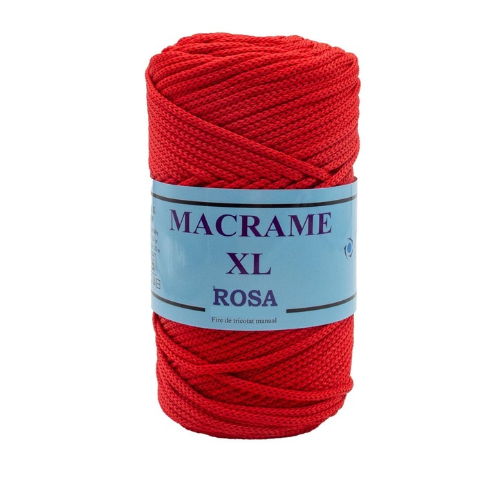 Bobina előfonott fonal Macrame XL Rosa 100, 100% polipropilén, PIROS, 250g, 130 m