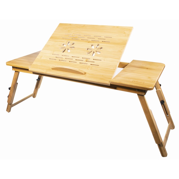 Masa laptop, Leobert, bambus, 3 blaturi, 90x34, 5x56, 5cm