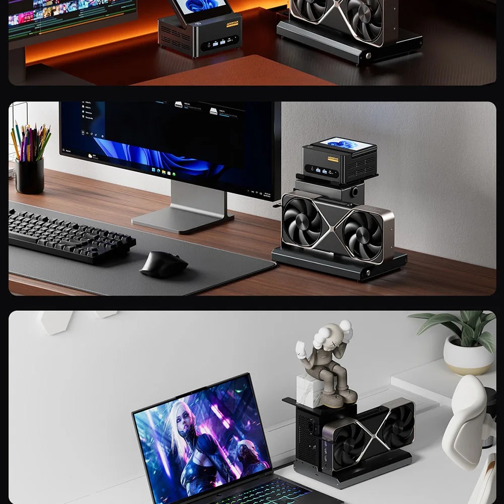 Gpu Extern Pcie Dock eGPU extern, Carcasa GPU (eGPU), Oculink (PCIe 4.0 x4), 2× ...