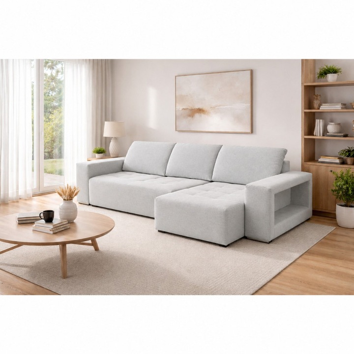 Coltar tapitat extensibil dreapta 120x240, culoare Argintiu