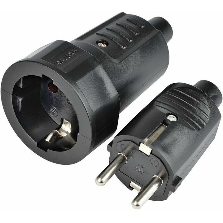 Комплект от 2 броя устойчиви пластмасови контакта, 2P 16A 250V, бял, IP44, 1.5mm2