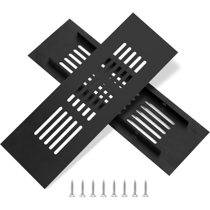Grile ventilatie aluminiu 2 bucati negru 15x8cm