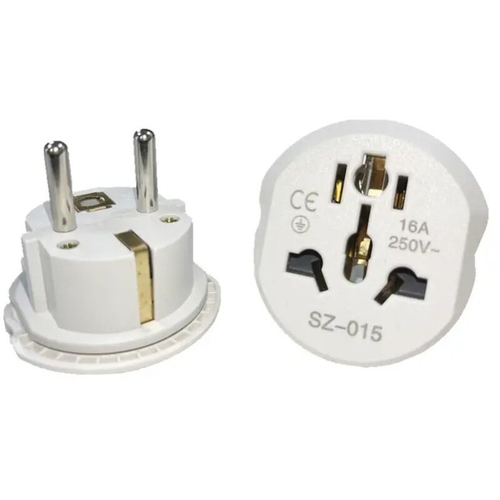 Adaptor priza UE 16A 250V gri alb 19x4.8mm