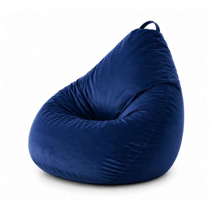 Fotoliu Bean Bag XXL tip para Geladi Kronos, 110x85x85 cm, Albastru, Umplutura spuma poliuretanica maruntita, Confort stabil si sustinere reala pentru relaxare