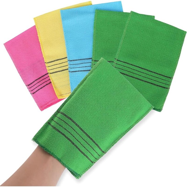 Set 5 manusi exfoliante coreene, dublu fata, diverse texturi