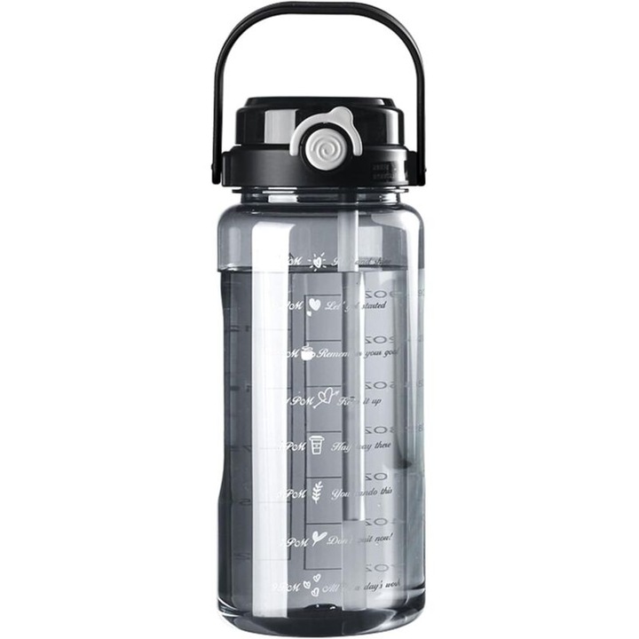 Sticla apa plastic 2L cu pai si capac etans transparent