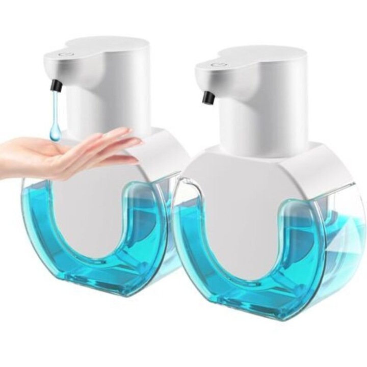 2 db automata habszappan adagoló szett, érintésmentes, fehér, 250ml