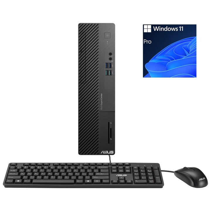 Sistem Desktop PC ASUS ExpertCenter D5 SFF D500SE, Intel Core i3-13100, 16GB RAM, 512GB SSD, Windows 11 Pro, Negru