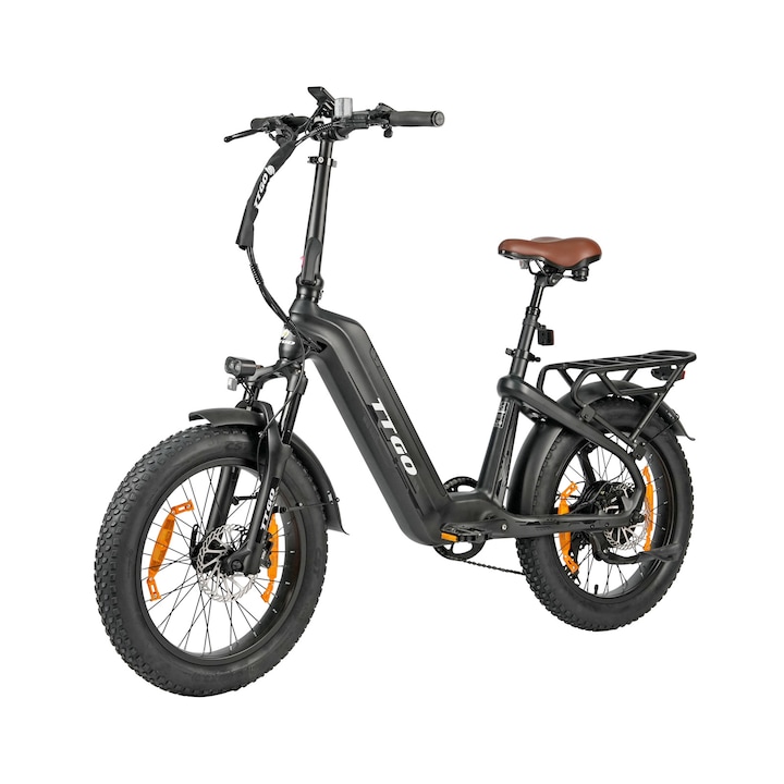 TTGO F8 Carbon összecsukható elektromos kerékpár, 20 hüvelyk, 250W motor, 48V 18Ah akkumulátor, 150KM hatótáv, nyomatékérzékelő, hidraulikus fékek, Shimano 7 sebesség, Fat Tire 20x3.0, LCD, fekete