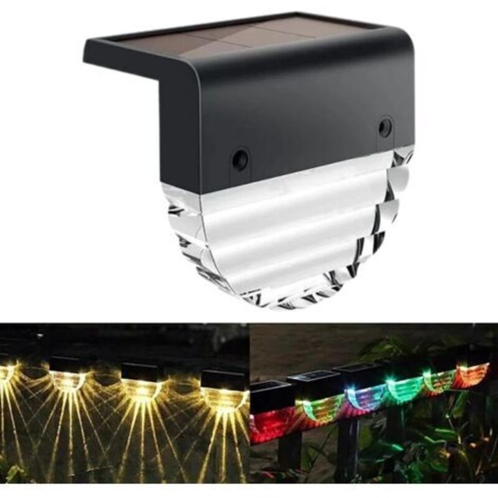 Lampa solara de gard, multicolor, IP65, 12h, 15x7x5cm