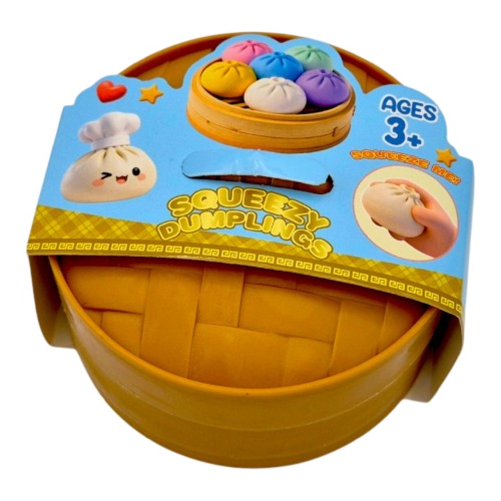 Squishy Dumpling játék, Zsemle, Dobozban, Rejtélyes szín, 10 cm